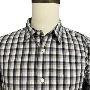 Jack Spade Men's 100% Cotton Blue Gray Plaid Preppy Long Sleeve Button Down Sz L